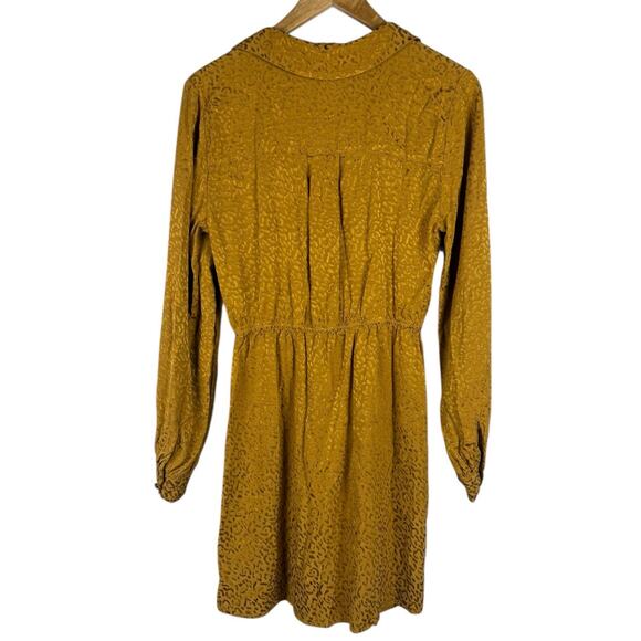 Anthropologie Long-Sleeve Mini Dress Leopard Print Gold Size Medium‎ - Picture 4 of 10